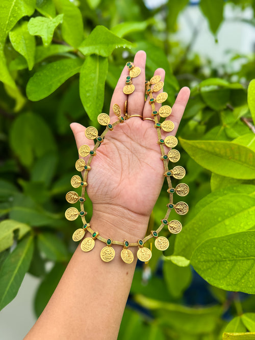 Kerala Kasumala Haram Green with earring set