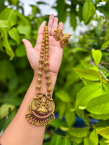 Premium Lakshmi Haram with Jhumka set medium size