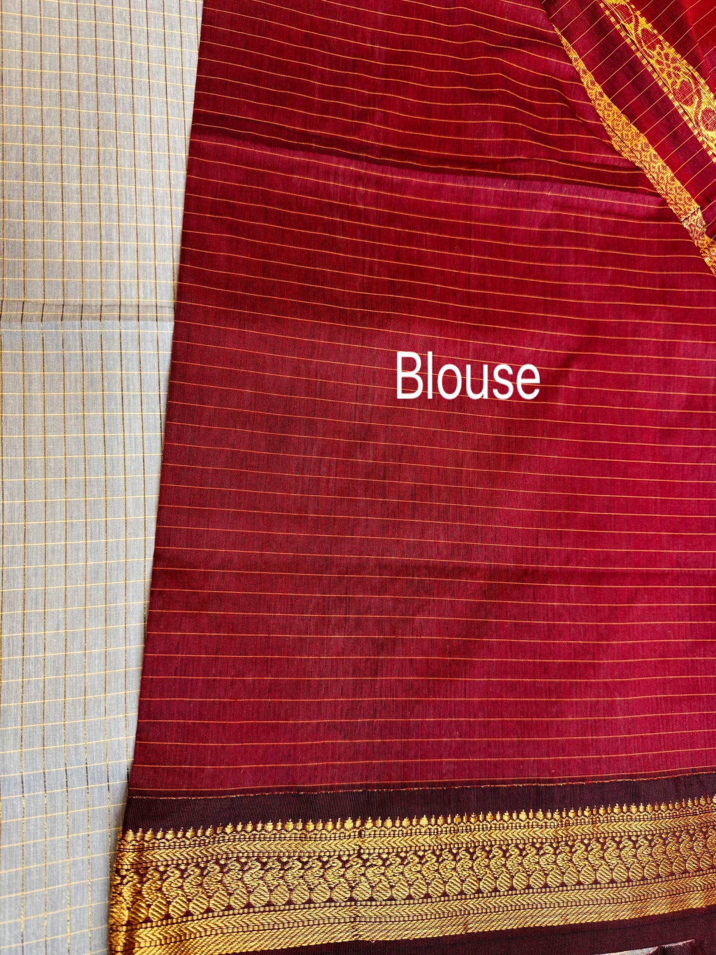 PK037 - Pure Kalyani cotton saree - White with maroon color