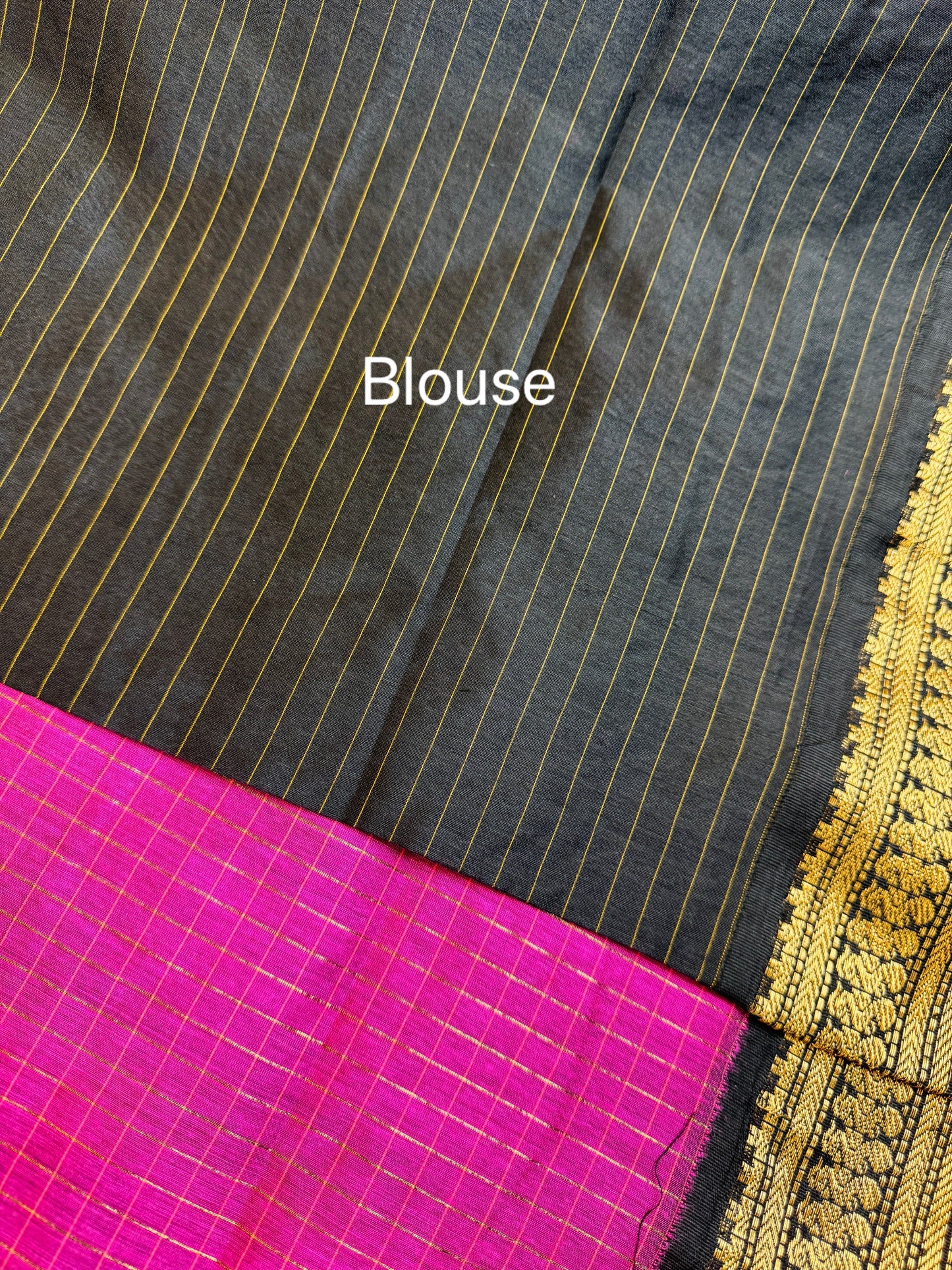 PK035 - Pure Kalyani cotton saree - Pink with Black color