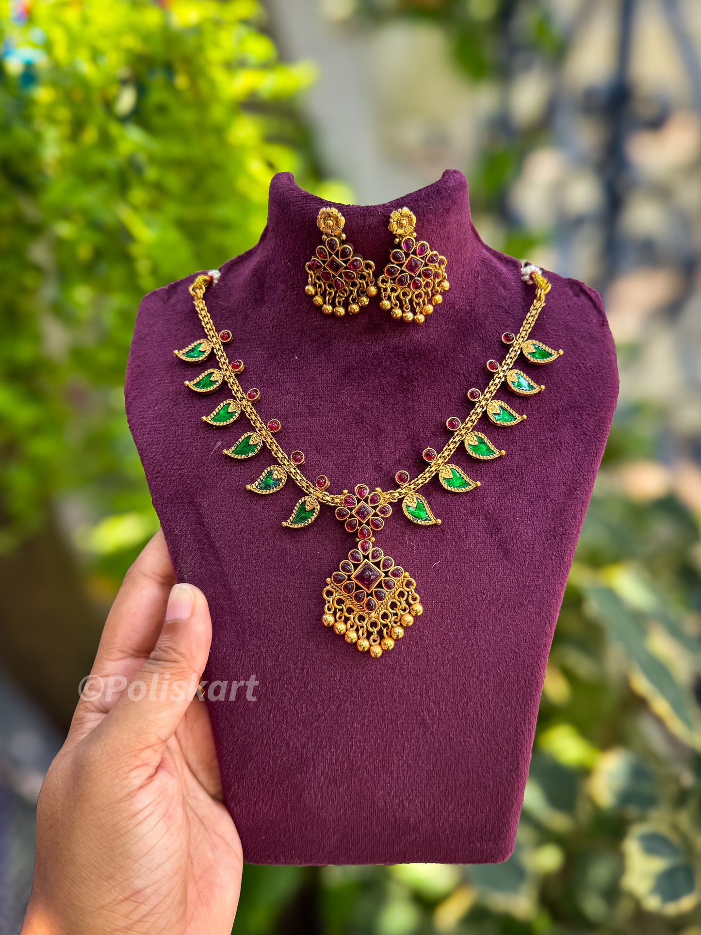 Trending palakka necklace with earing set