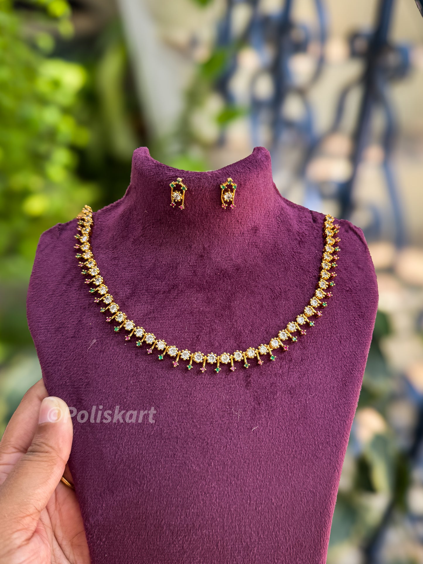 Diamond look white stone with earing