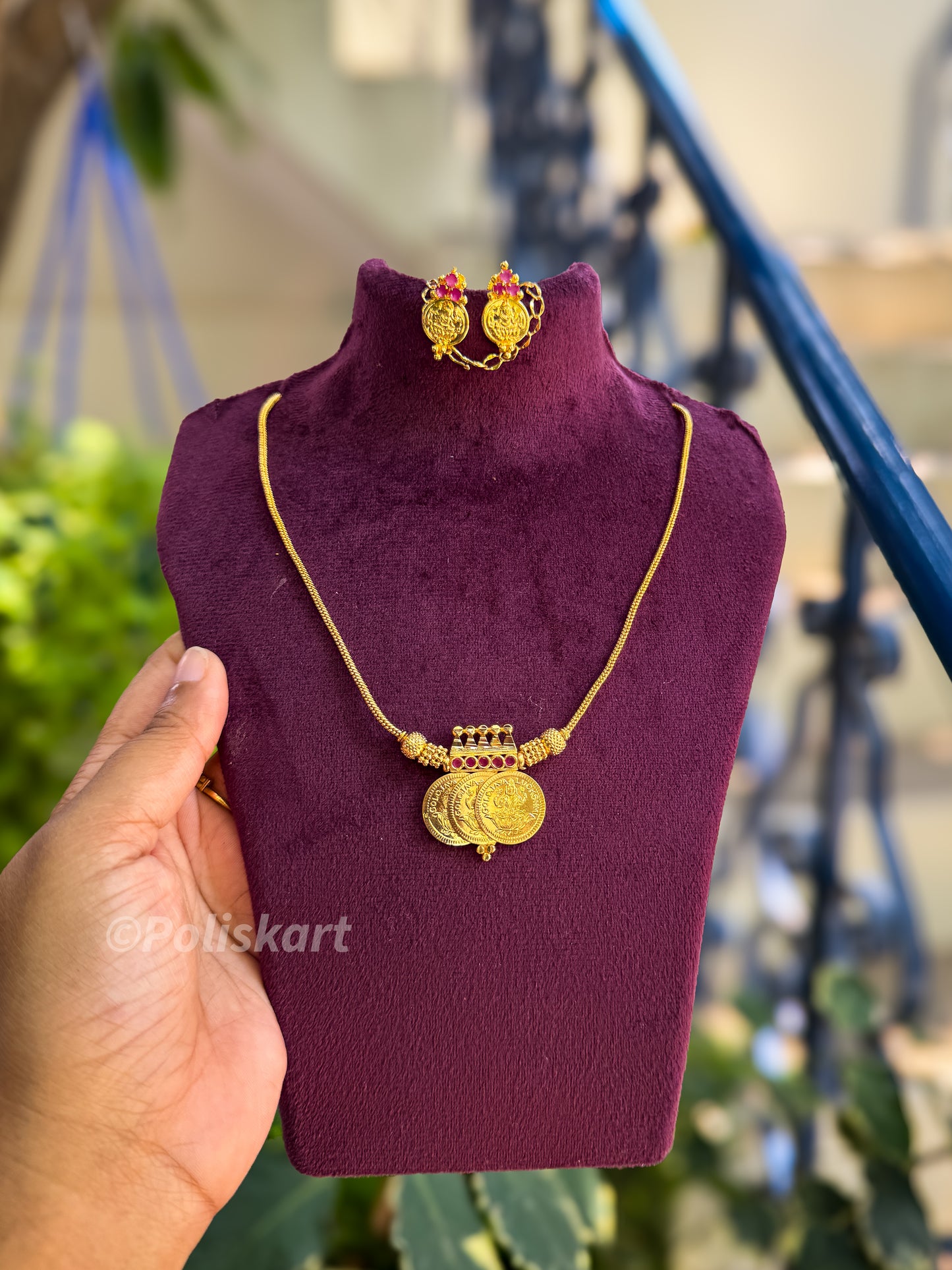 Trending chain with kasumala locket set with earing