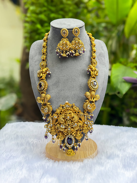 PK054 - Heavy worked Temple theme haram with jhumka set