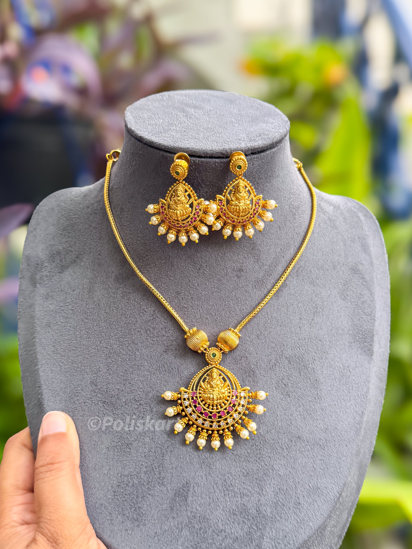 PK057 - Pearl and stone worked lakshmi attigai
