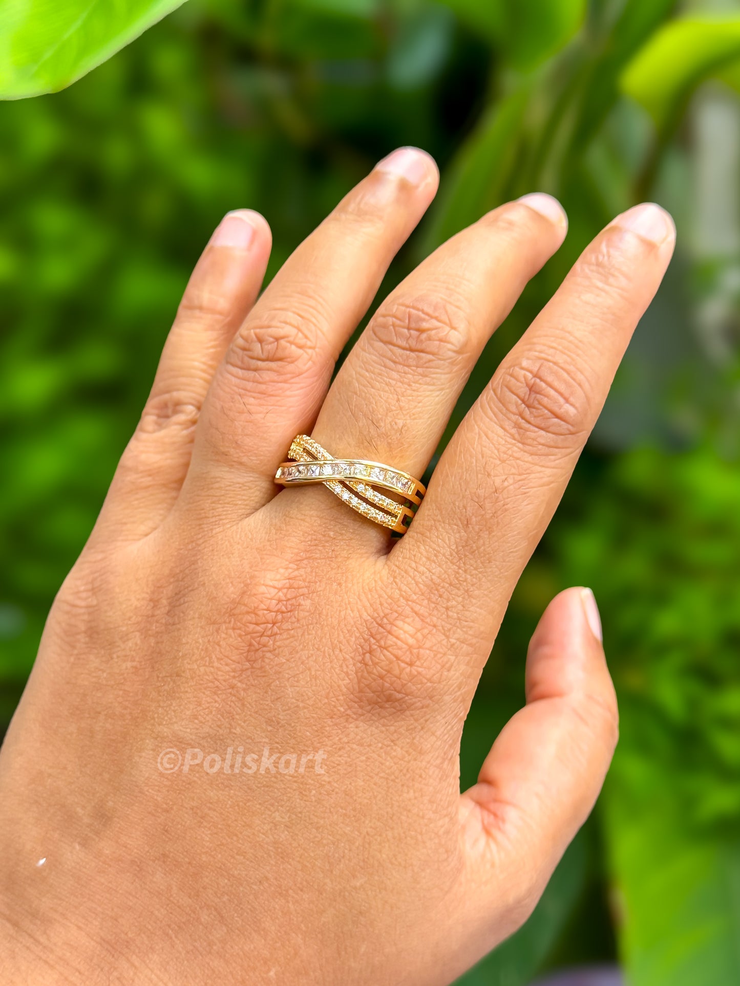 PK076 - Adjustable Anti tarnish ring - line design
