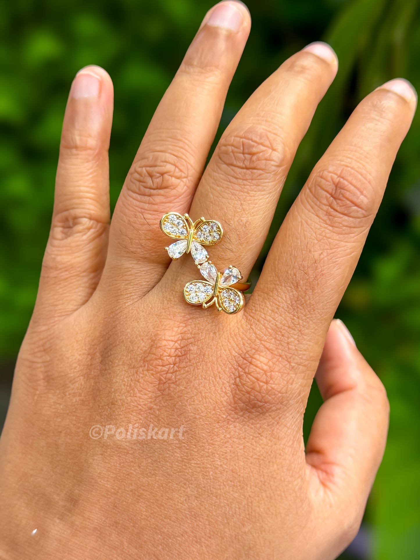 PK075 - Free size Anti tarnish ring - Butterfly design