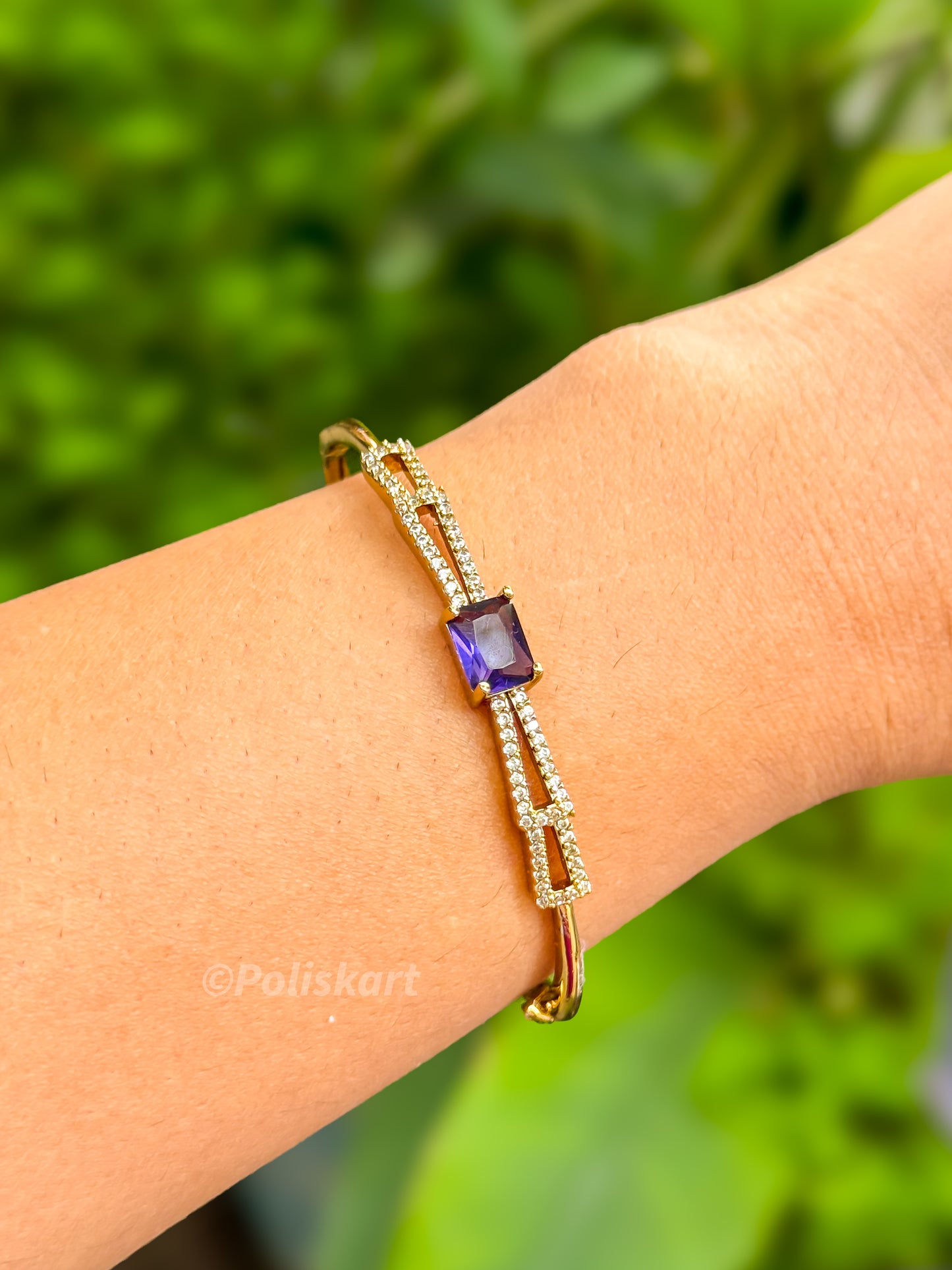 PK061 - Free size Bracelet bangle - Violet Stone worked design