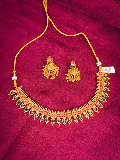 Antique Temple Necklace with Jhumka