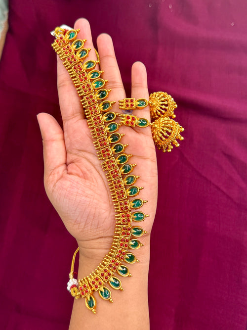 Antique Temple Necklace with Jhumka