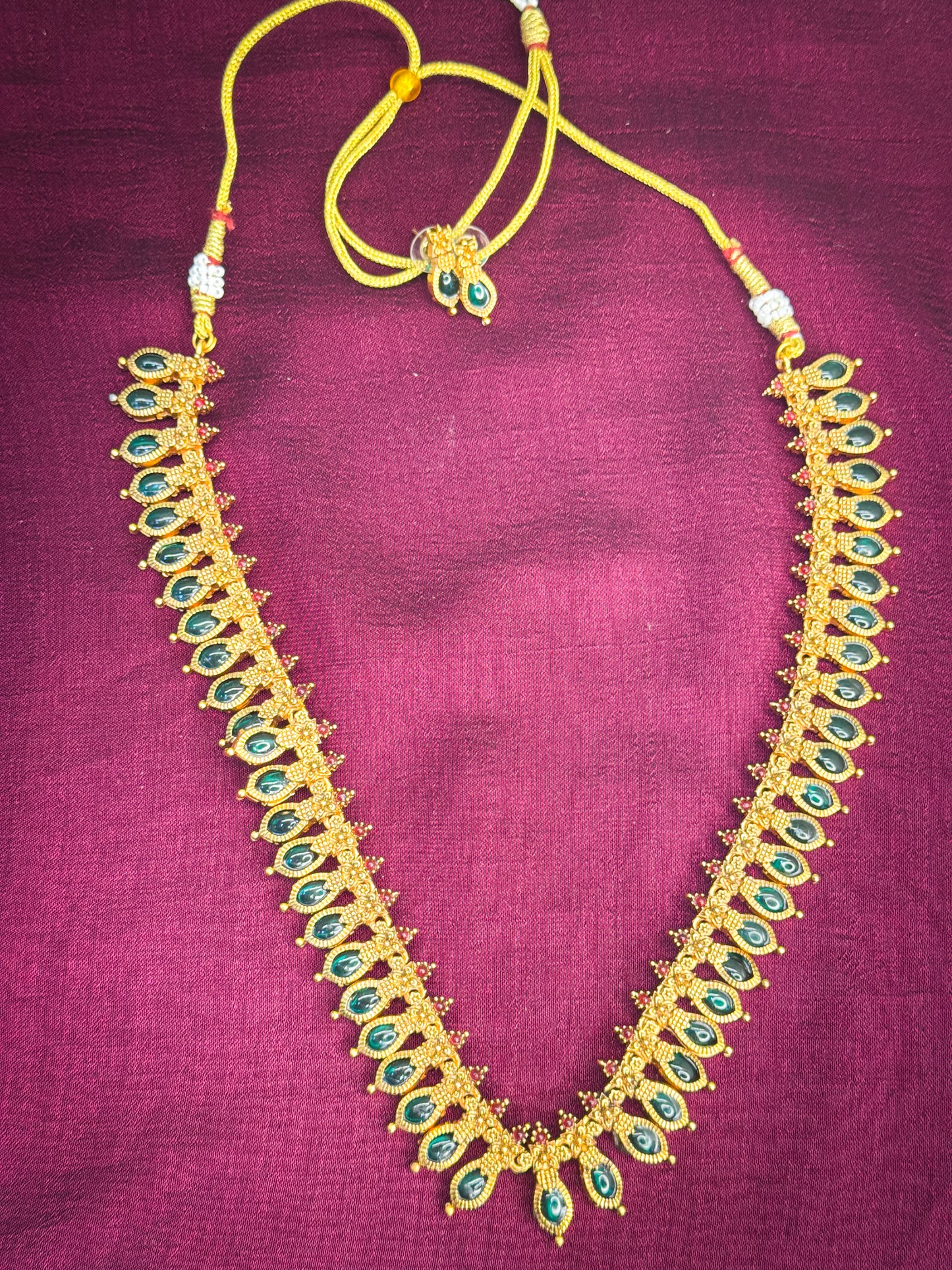 Antique Green Raindrop Harram with Earring