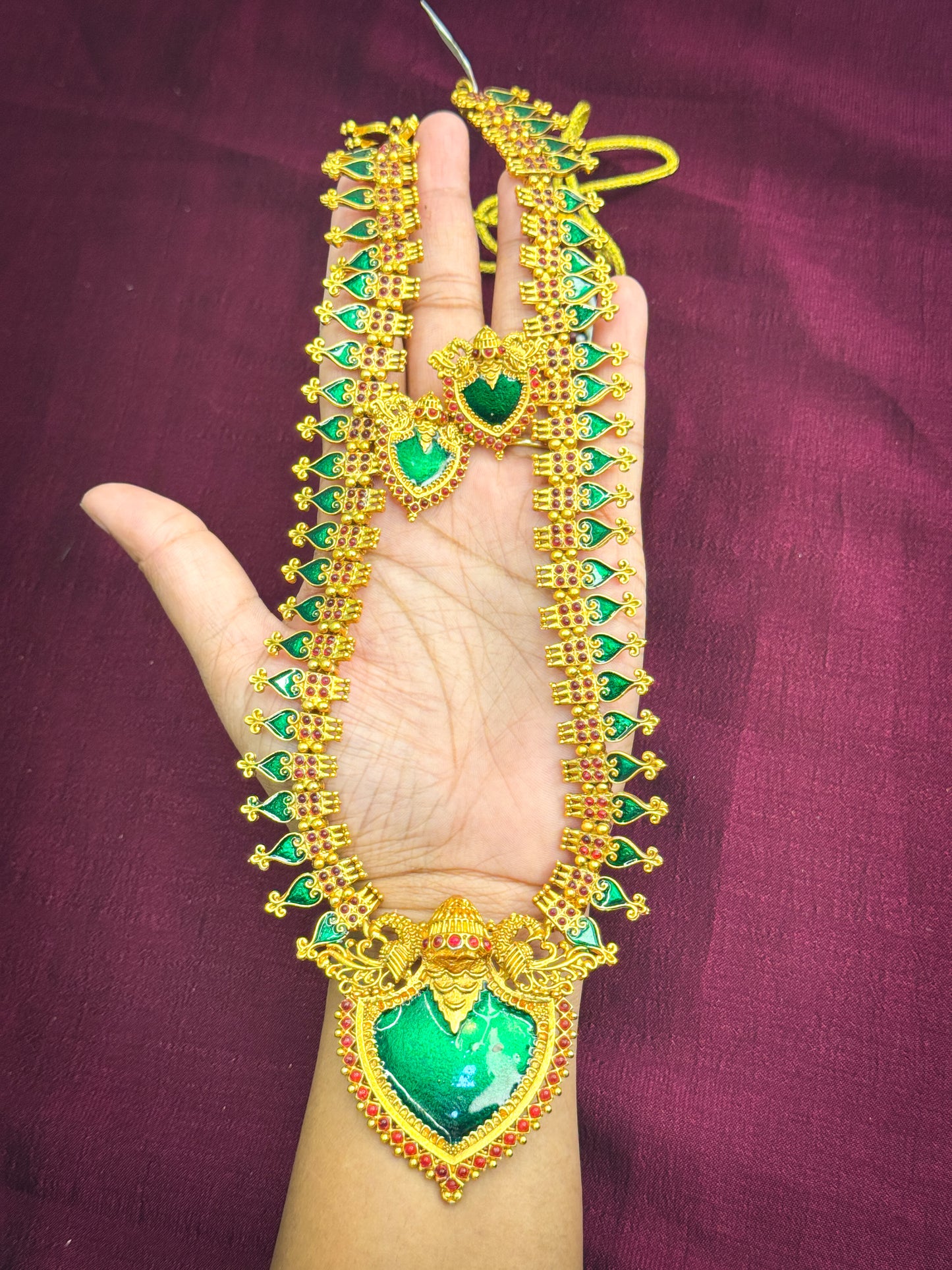 Antique Green Stone Work Harram with Earring