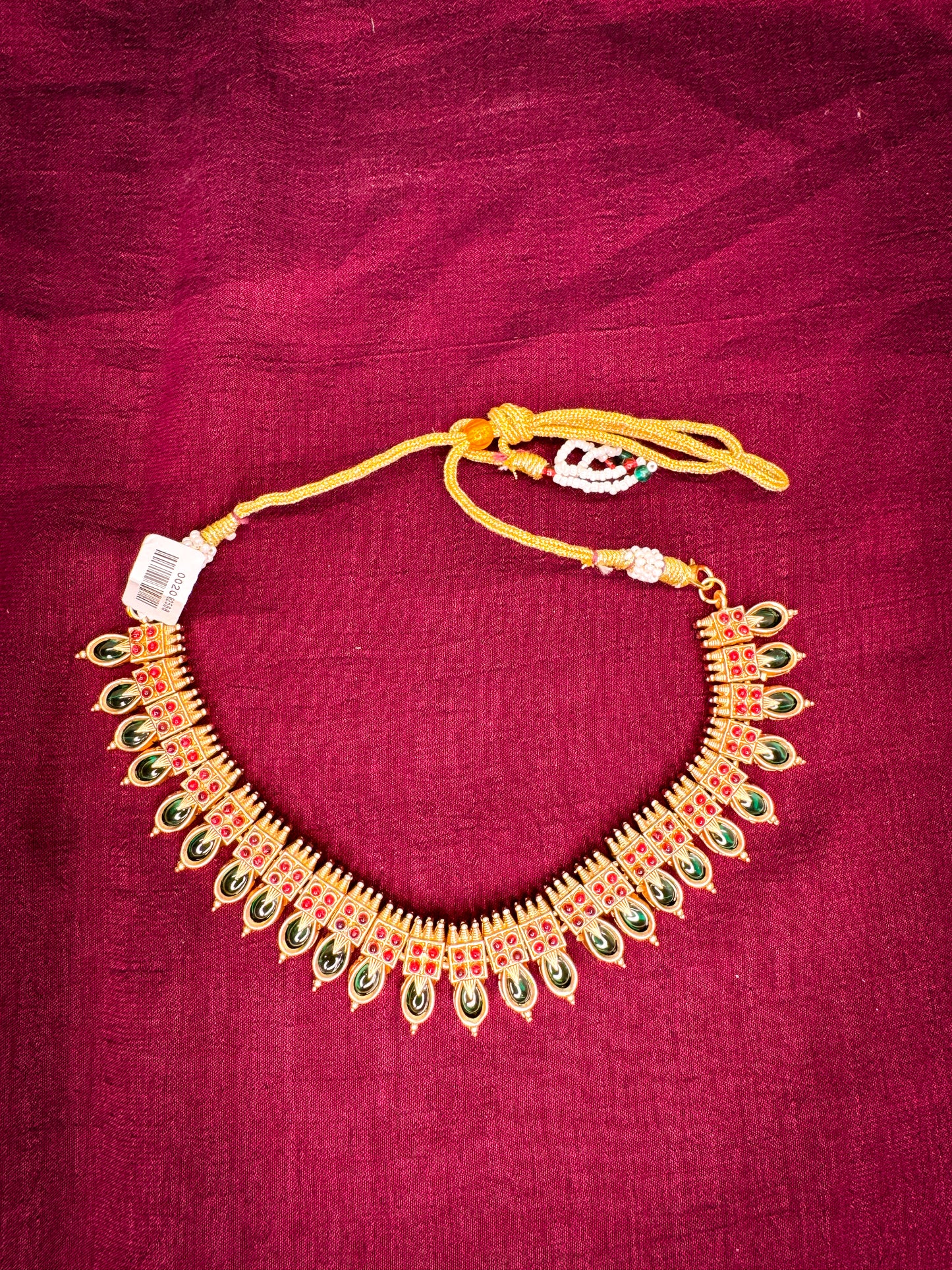 Antique Lakshmi Harram with Green Raindrop Design