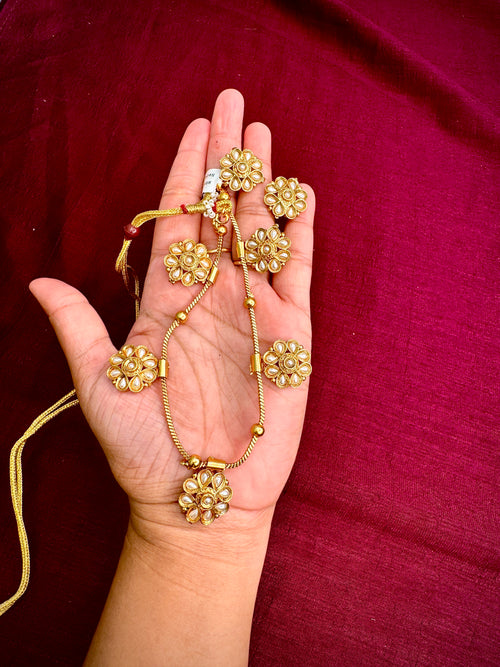 White Pearl Worked Necklace Set with Earring